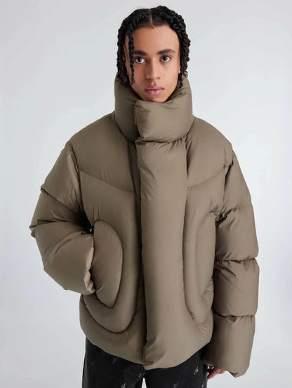 Green Roll Neck Puffer Jacket