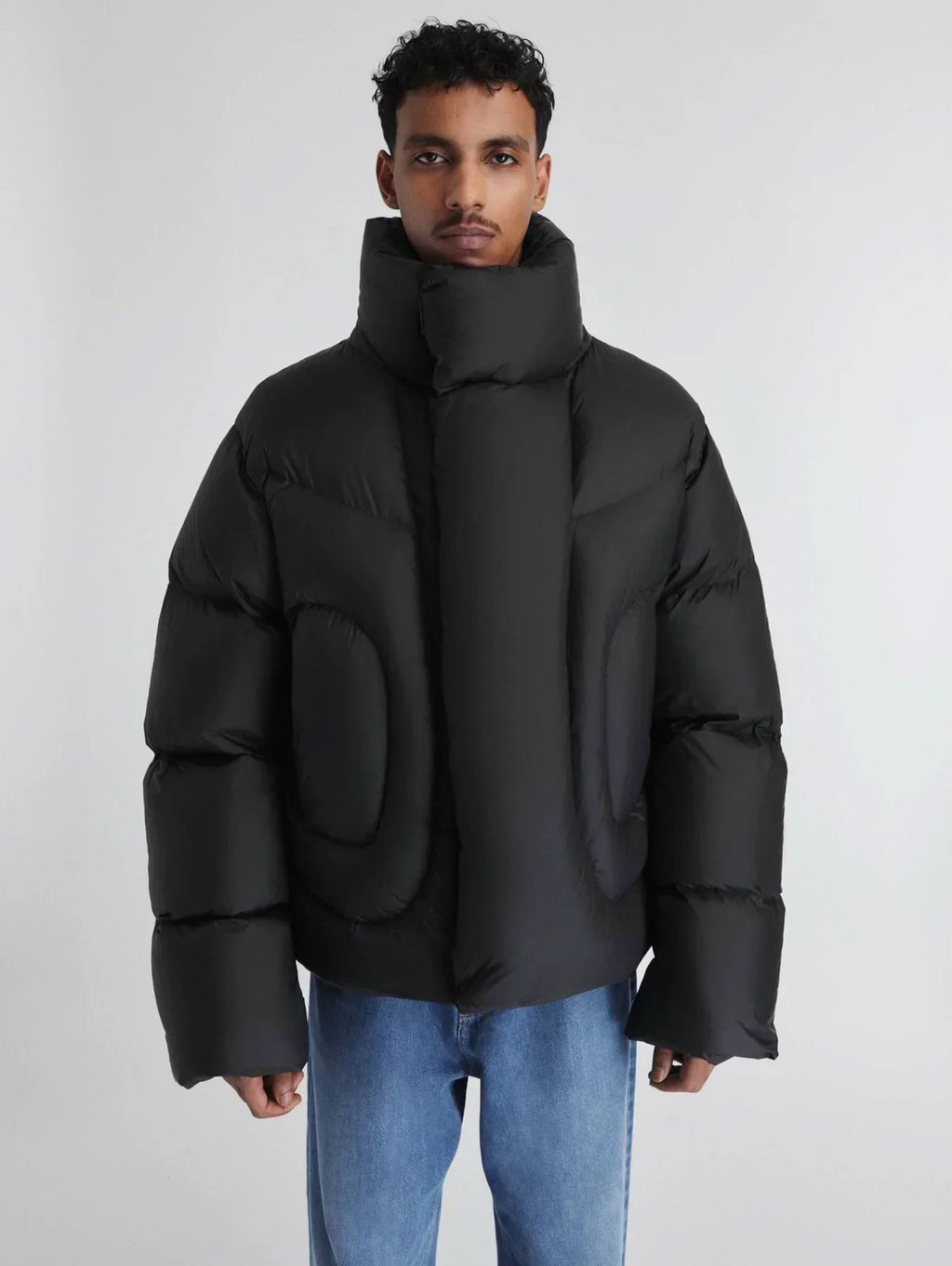 Black Roll Neck Puffer Jacket