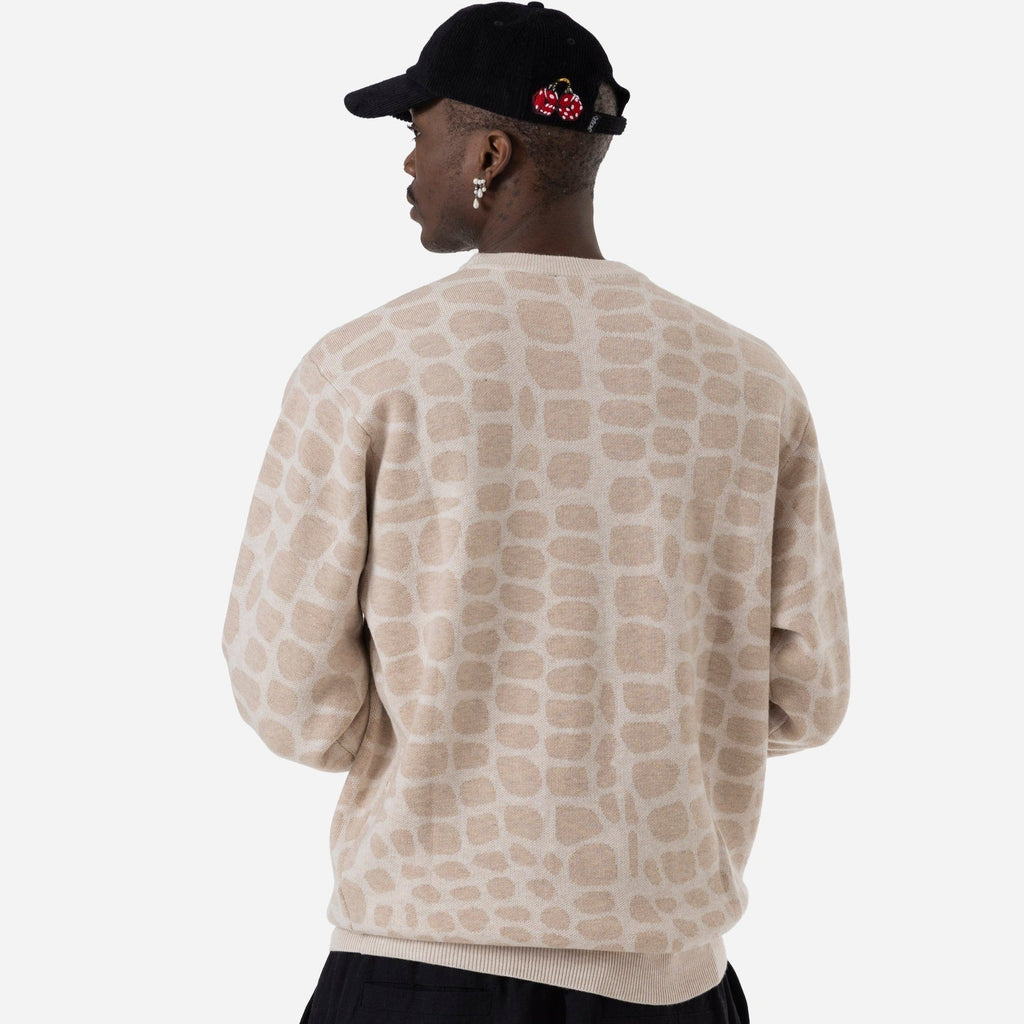 CROCO KNIT CREWNECK - BEIGE