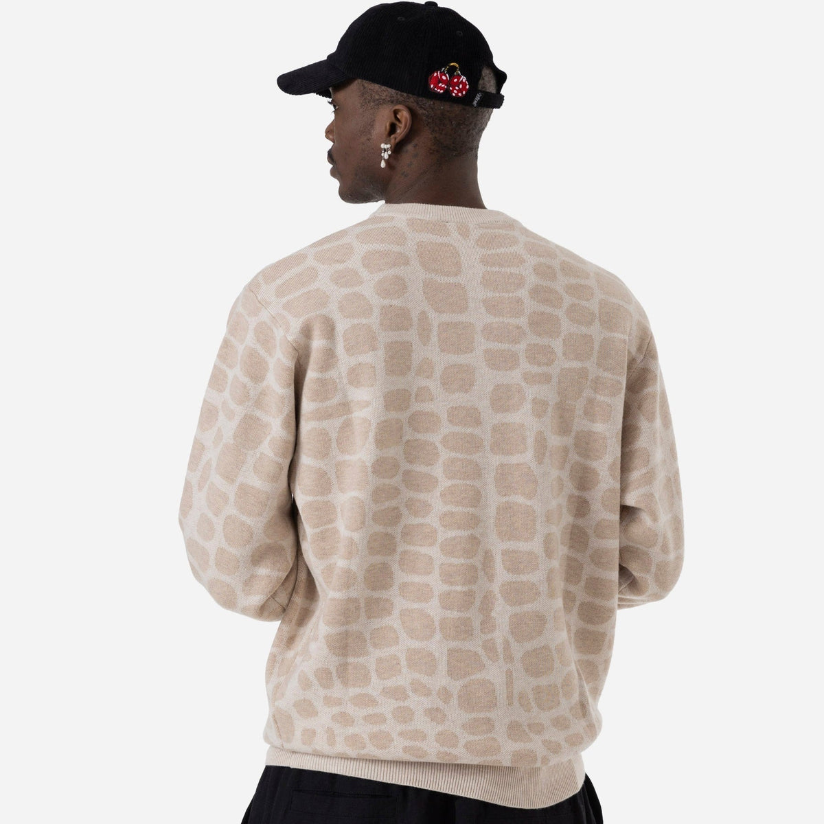 CROCO KNIT CREWNECK - BEIGE
